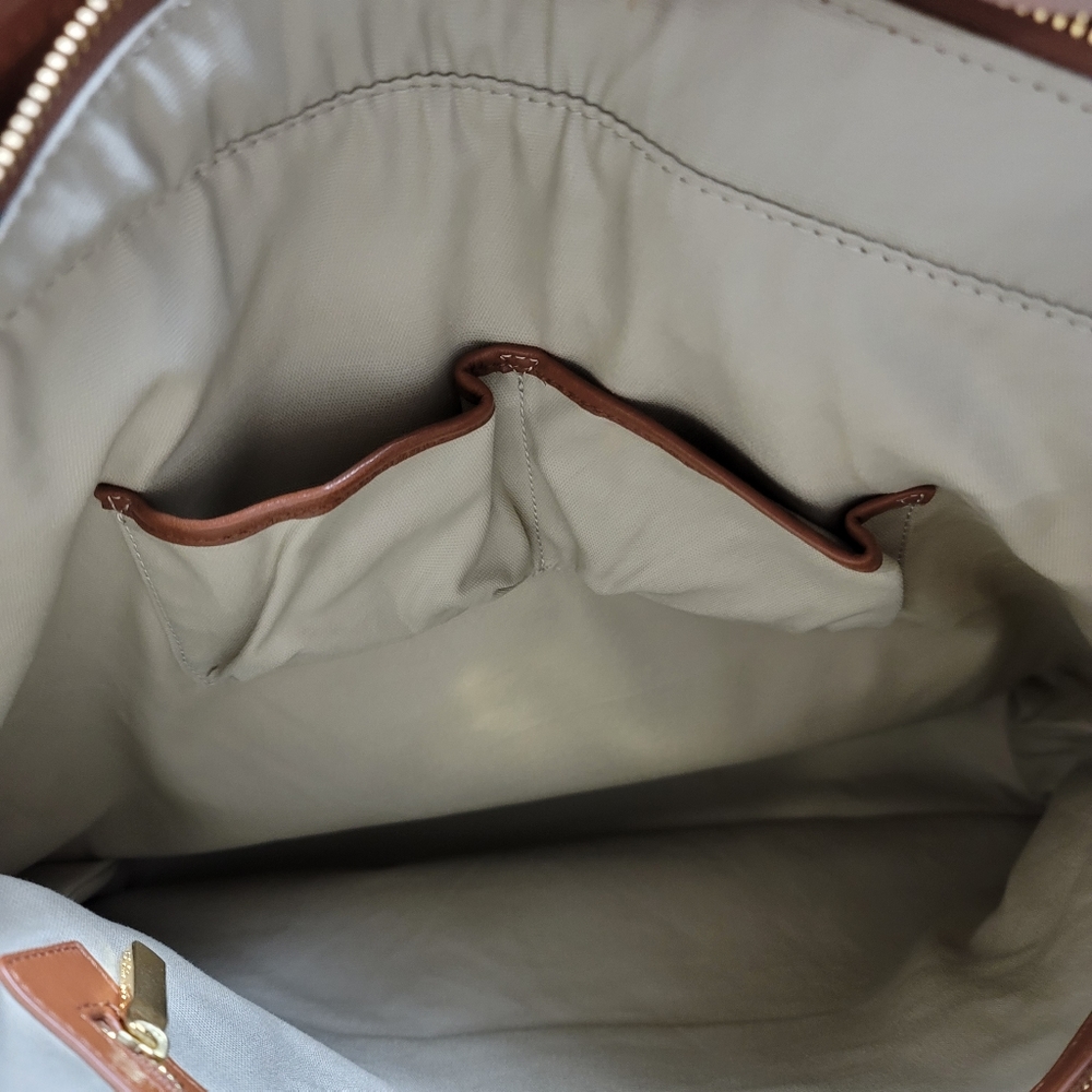 Tory Burch Stripe Shopper Natural/Red Volcano Burlap Tote *RARE* - Picture 13 of 13